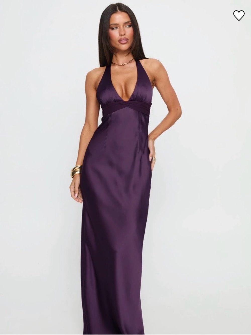 Princess Polly Satin Halter Maxi Dress in Deep Plum